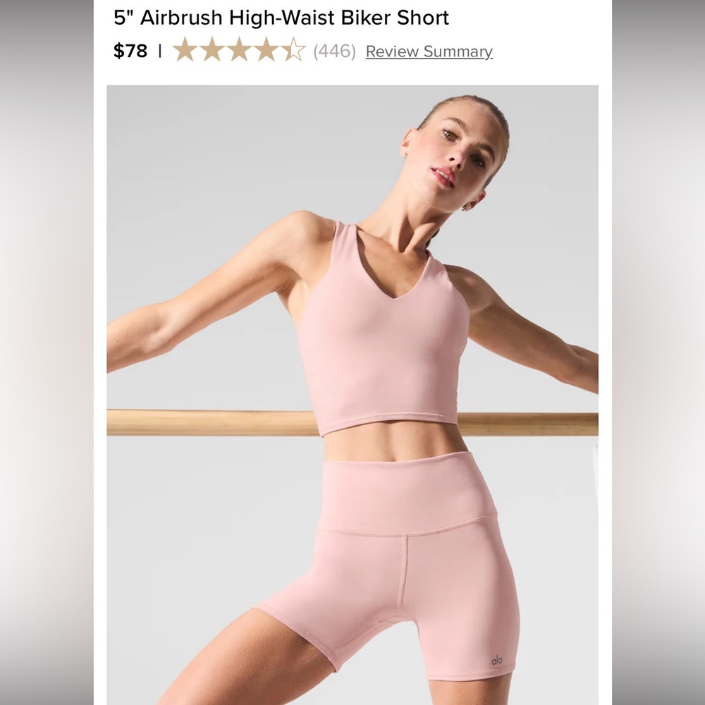 ALO Yoga Baby Pink Shorts High-Waisted
